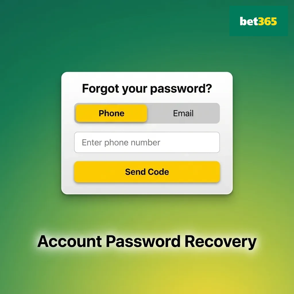 Bet365 (PL) password recovery screen showing steps to reset login using email, phone, or security code.
