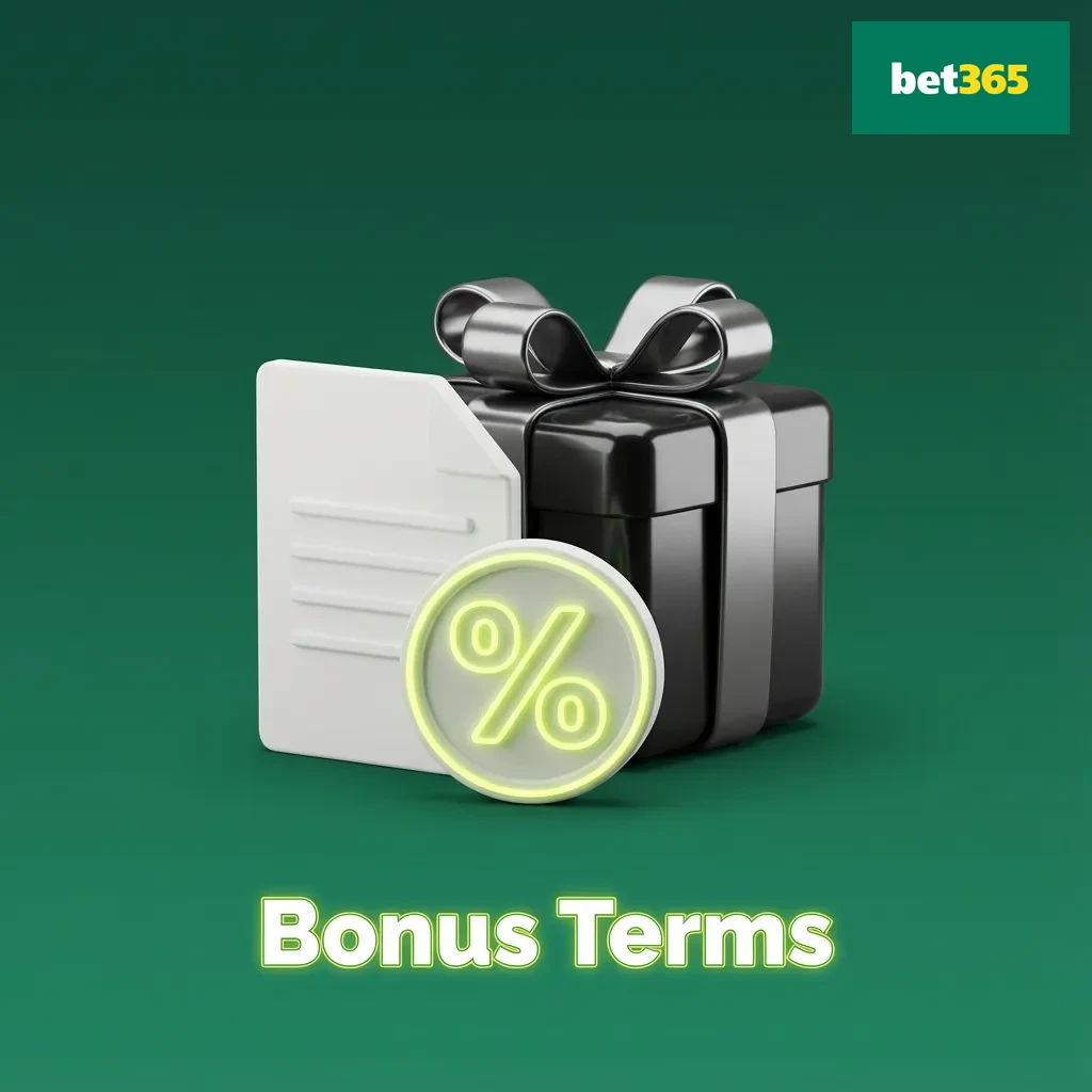 Illustrated “Bonus Terms” page summarizing rules for using online casino and sports betting promotions and wagering requirements