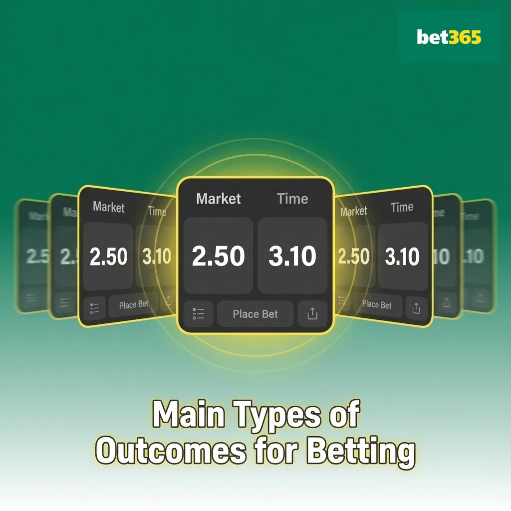Infographic explaining betting outcomes: 1X2, Over/Under, handicap, both teams to score, and player performance markets
