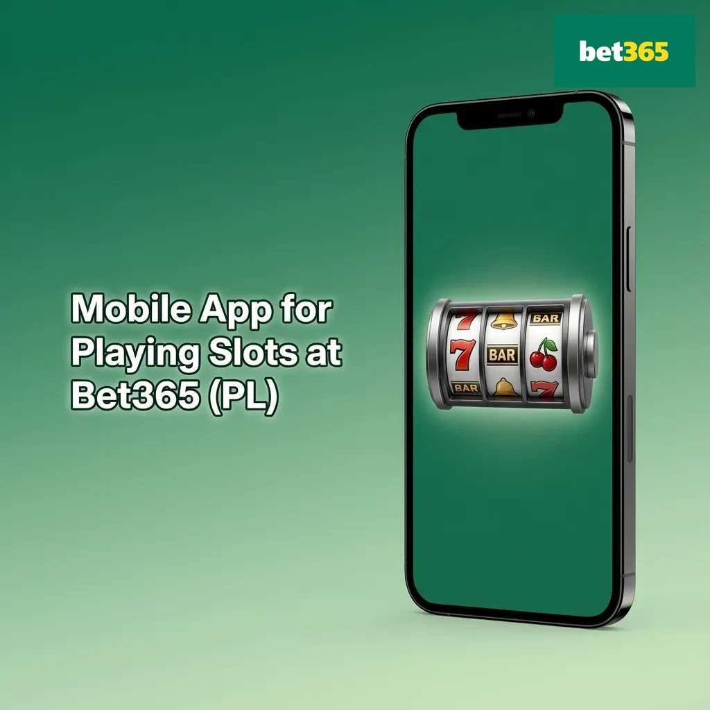 Hand holding a smartphone showing the Bet365 (PL) slots app interface with slot games and navigation icons visible