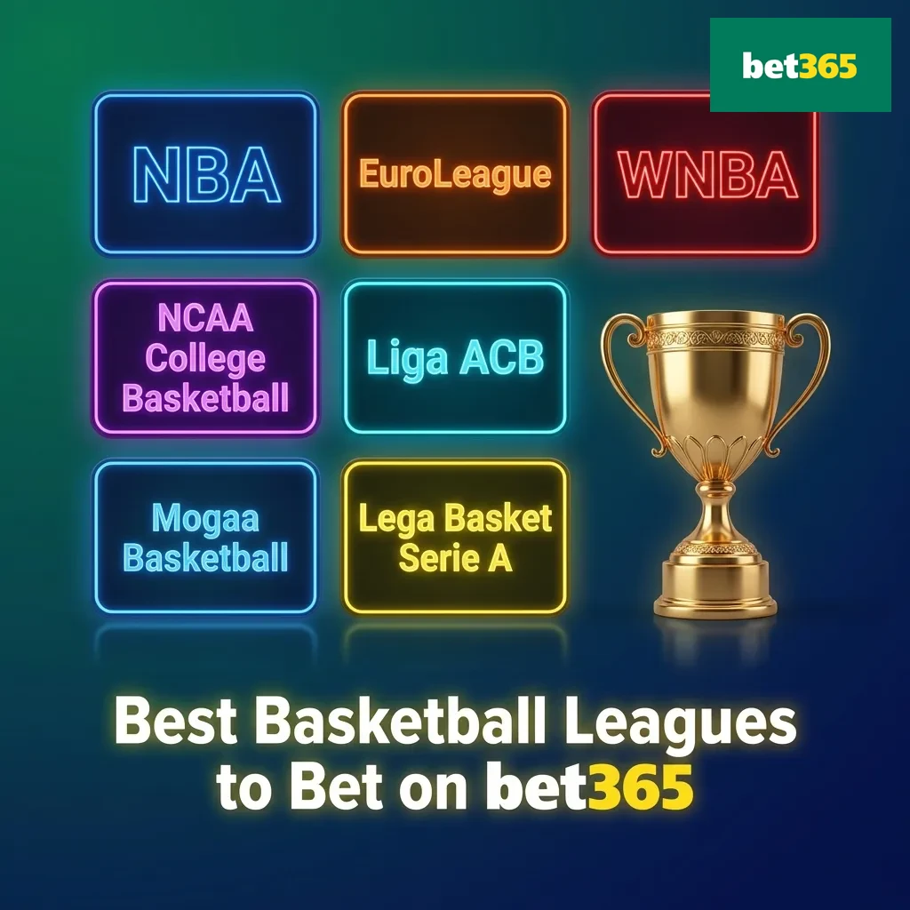NBA, EuroLeague, FIBA tournaments, NCAA basketball and other major leagues available for betting on Bet365 platform.