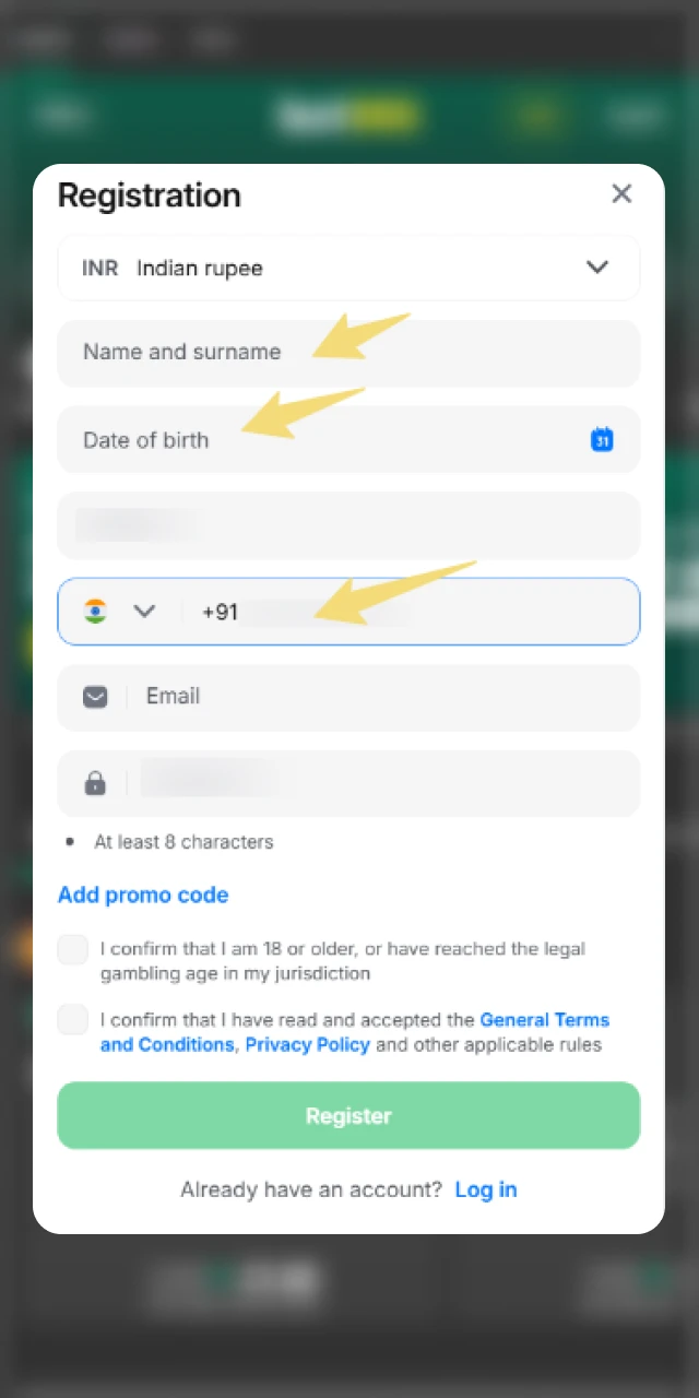 Set login credentials.